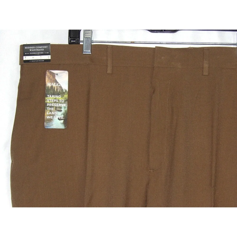 NEW! HAGGAR Classic Fit Brown Premium Comfort Dress Pants Men's 42 X 29 NWT!